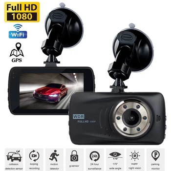 Automašīnas DVR WiFi Full HD 1080P Dash Cam Atpakaļskata Transportlīdzekļa Kameru Video Ieraksti Nakts Redzamības Auto DVRs Dashcam GPS Auto Piederumi